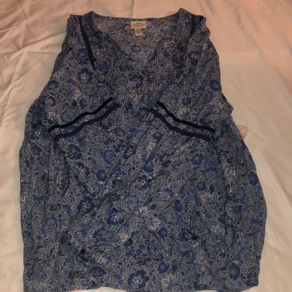 Blue Floral Button Down Blouse